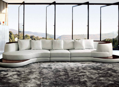 Leather Sofa Corner sofa Living landscape Round Couch Seat Upholstery Suite Rundsofa new